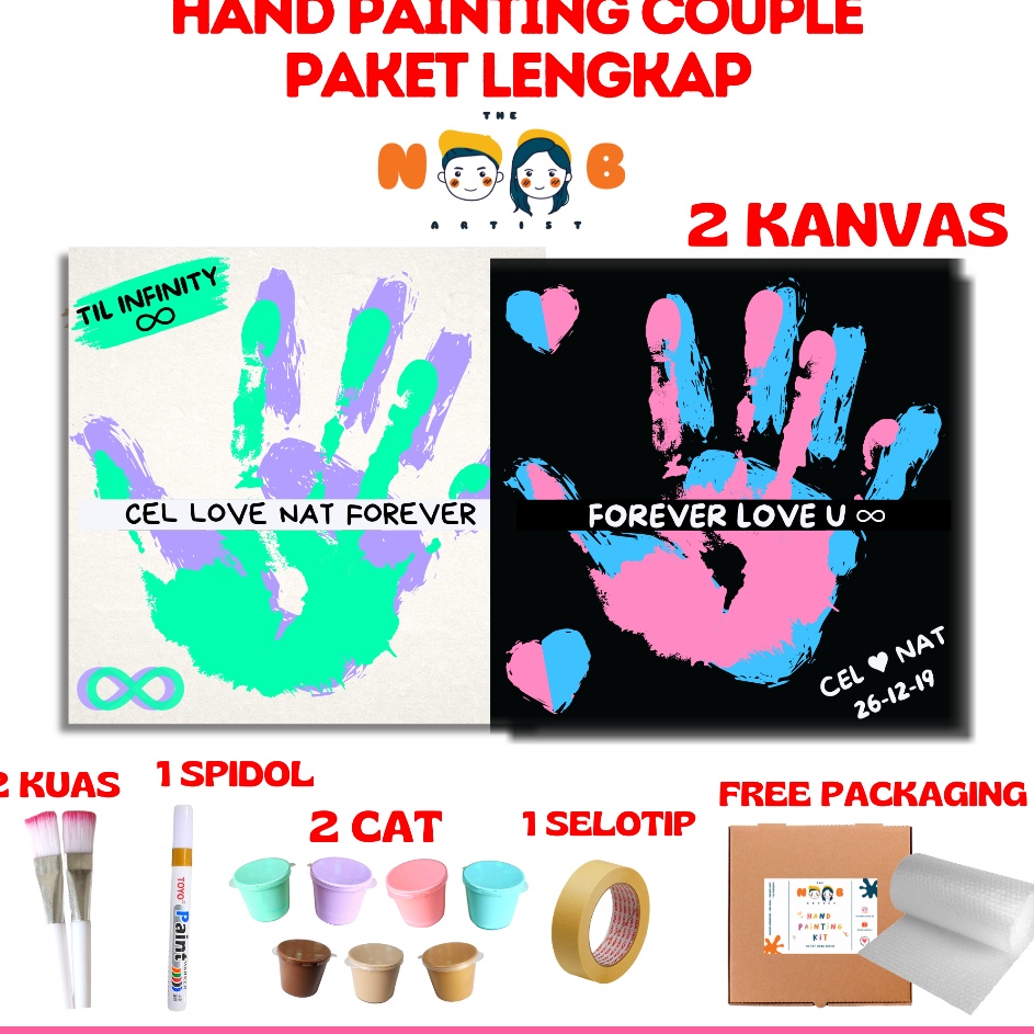 

Hadir Terbatas Hand Painting Kit Canvas By The Noob Artist Hand Painting Couple Kanvas Tangan Couple Cap Tangan Couple