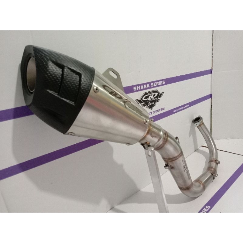 KNALPOT CLD RACING TYPE SHARK SERIES MONCONG HITAM BEAT/BEAT FI/VARIO KARBU,BEAT DELUXE,GENIO/SCOOPY