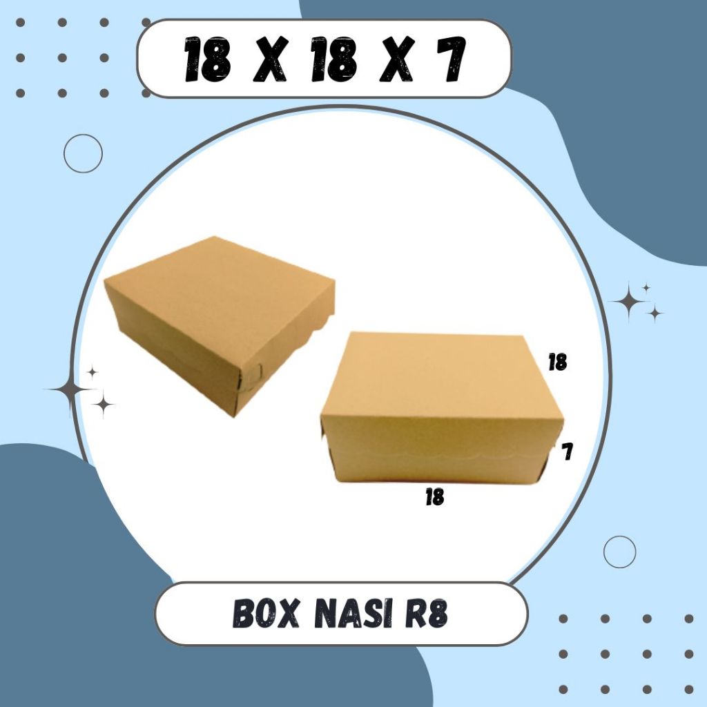 

Kardus Nasi R8 18x18x7 DC box dus packing kotak kemasan karton Hajatan Snack