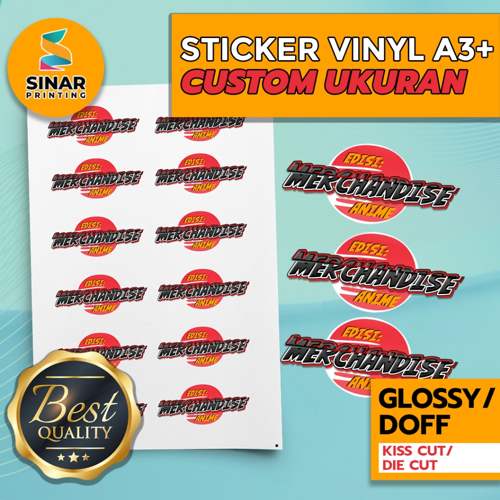 

SINAR PRINTING - STICKER LABEL VINYL ANTI AIR KUSTOM SIZE - STIKER VINIL CUSTOM UKURAN - LEMBARAN A3