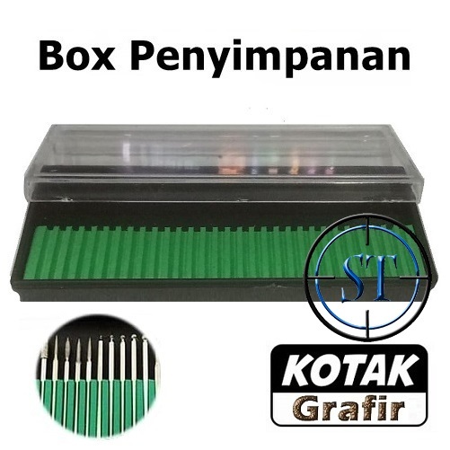 Box Tempat Wadah Mata Grafir Ukir penyimpan Mata Bor Engraving Tutup Kaca Transparan