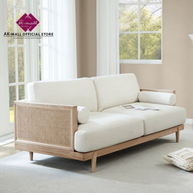 Sofa ruang tamu sofa tv sofa 3 seater  kayu jati anyaman rotan asli