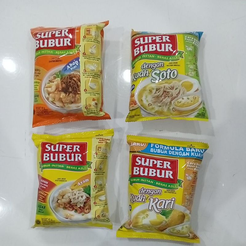 

Super Bubur Bubur Instan Beras Asli 49 gram Aneka Rasa