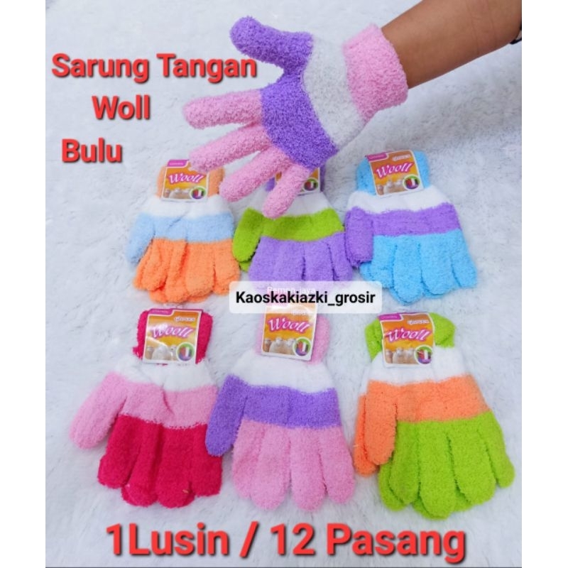 (GROSIR) 1 LUSIN Sarung Tangan Woll dewasa.