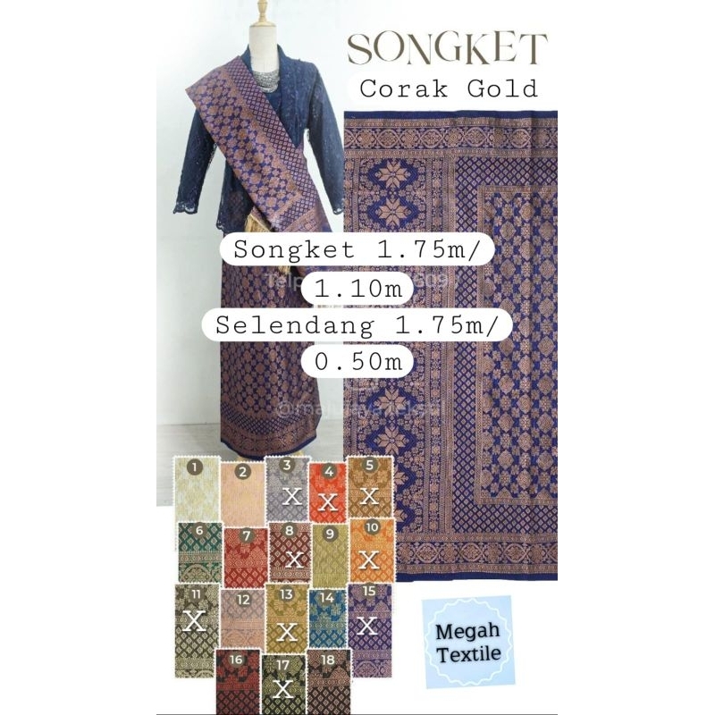 Songket set selendang Palembang semi sutra