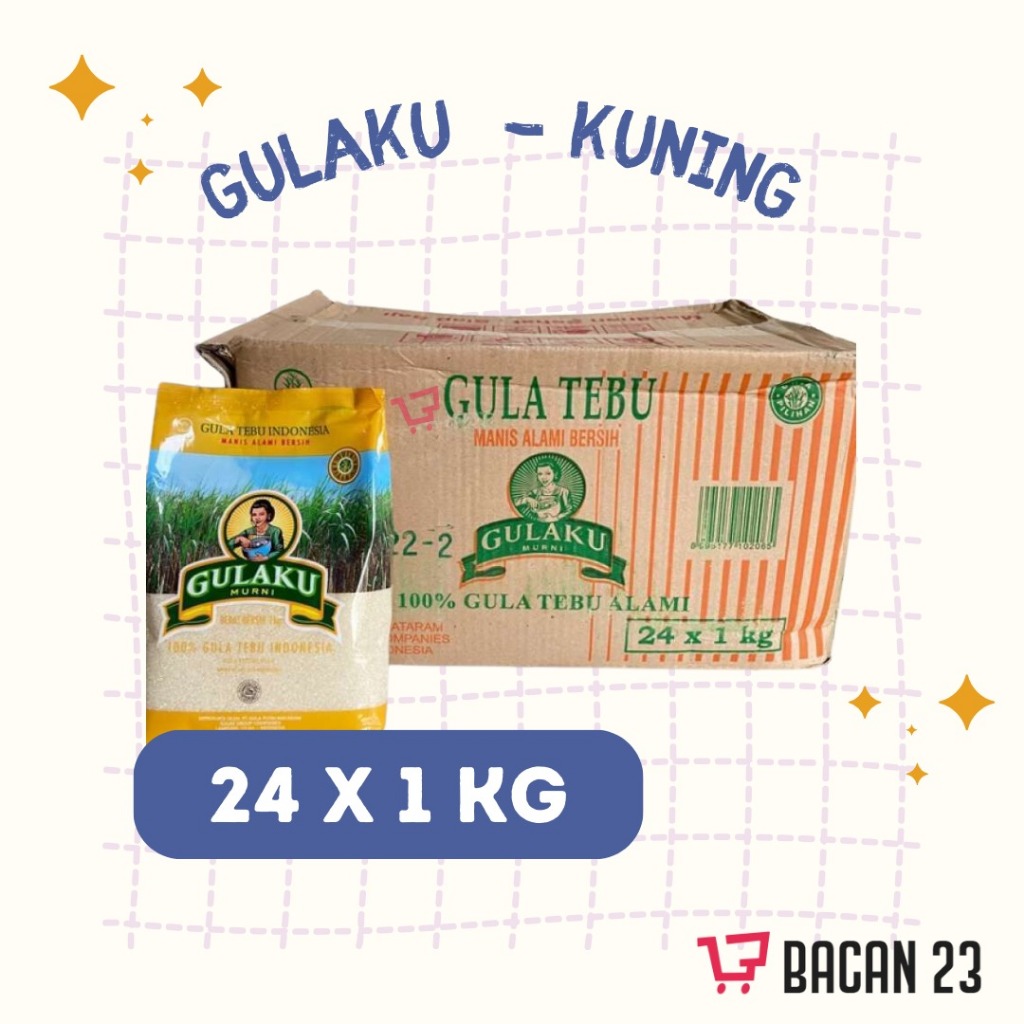 

Gulaku Murni Kuning Karton (24 Pcs x 1 kg) / Gula Pasir Gula putih