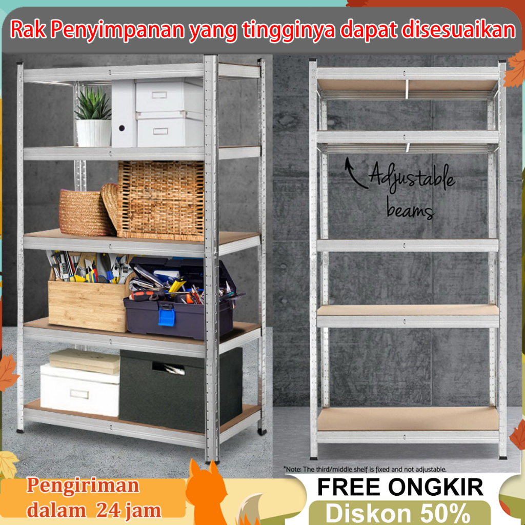 IH Rak Besi Siku 6 Susun Rak Gudang Serbaguna Rak Aquarium 120*40*180 Galvan