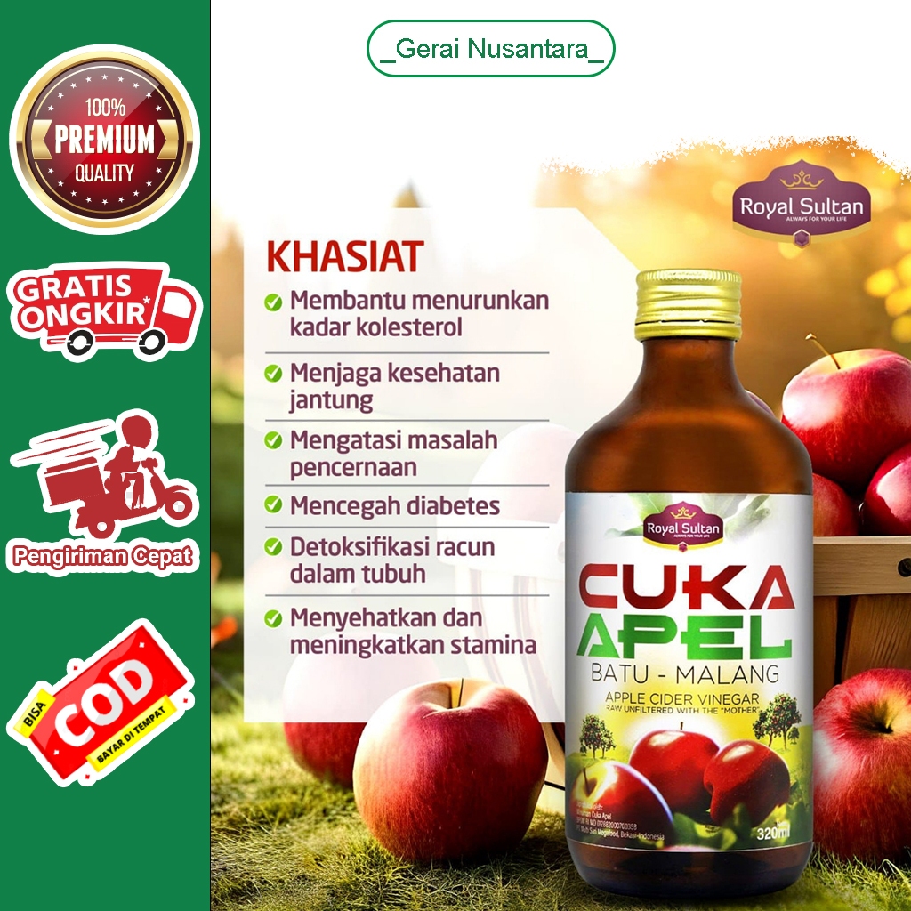 

BAYAR DI TEMPAT Cuka Apel Batu Malang 320ml Royal Sultan BPOM