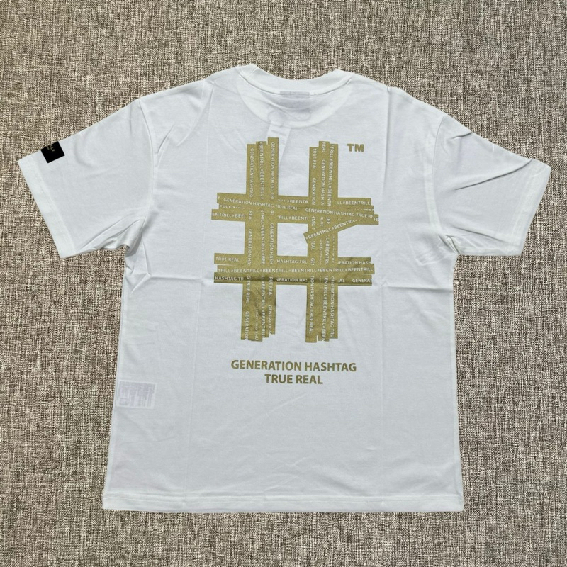 Beentrill Gold Hashtag Tee Off White Original / Baju Kaos Beentrill Korea