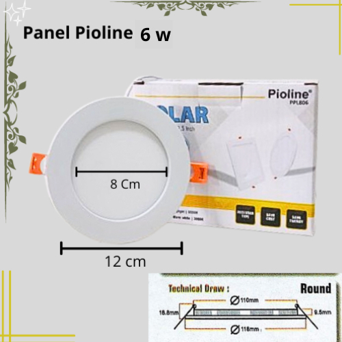 Lampu Downlight LED Pioline 6W Bulat / Kotak 6Watt 6 Watt LED Panel Downlight Round / Square INBOW