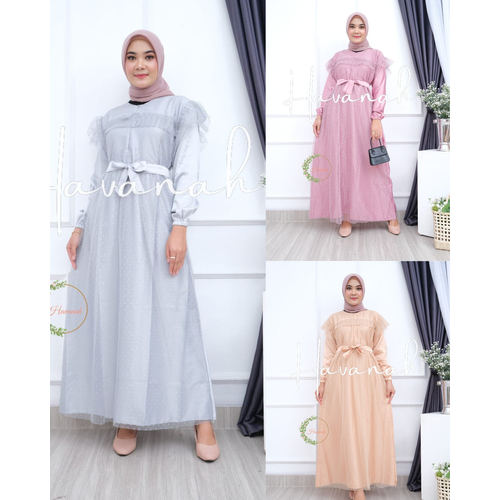 BUTIKKALENA - Gamis Tile Pesta Kondangan Kekinian Dress Remaja Elegan Gamis Wisuda Tille Layer 2 in 