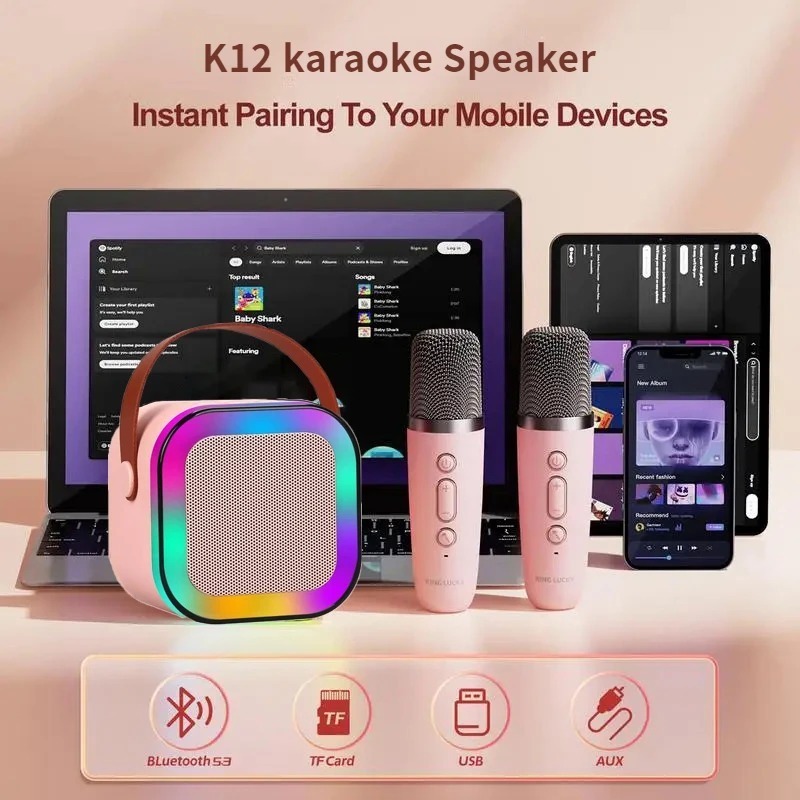 	 Kakimi speaker bluetooth set karaoke speaker ktv Cute Wireless Lucu Portabel Luar Ruangan Speaker Nirkabel Portable	