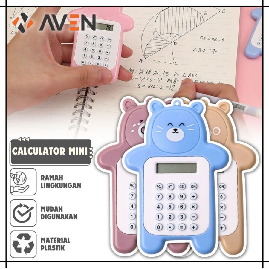 

Kalkulator Mini 8Digit Portable Lucu Motif Beruang/Calculator Travel Tombol Karet Alat Tulis Sekolah