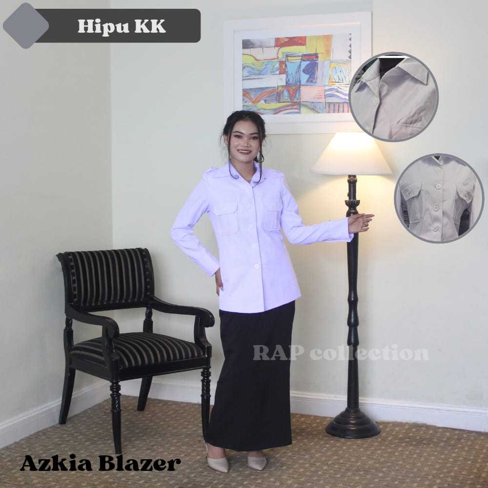 Seragam Blazer Hitam Putih Kerah Kemeja Wanita by Azkia Blazer