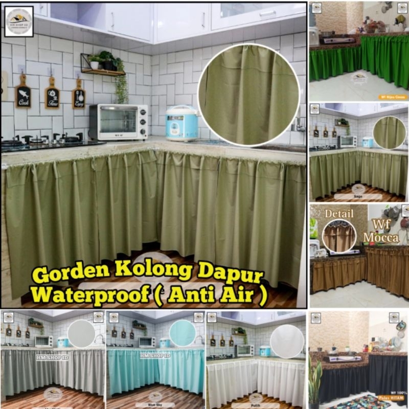 Gorden Kolong Dapur WATERPROOF Anti Air Polos Kain Taslan