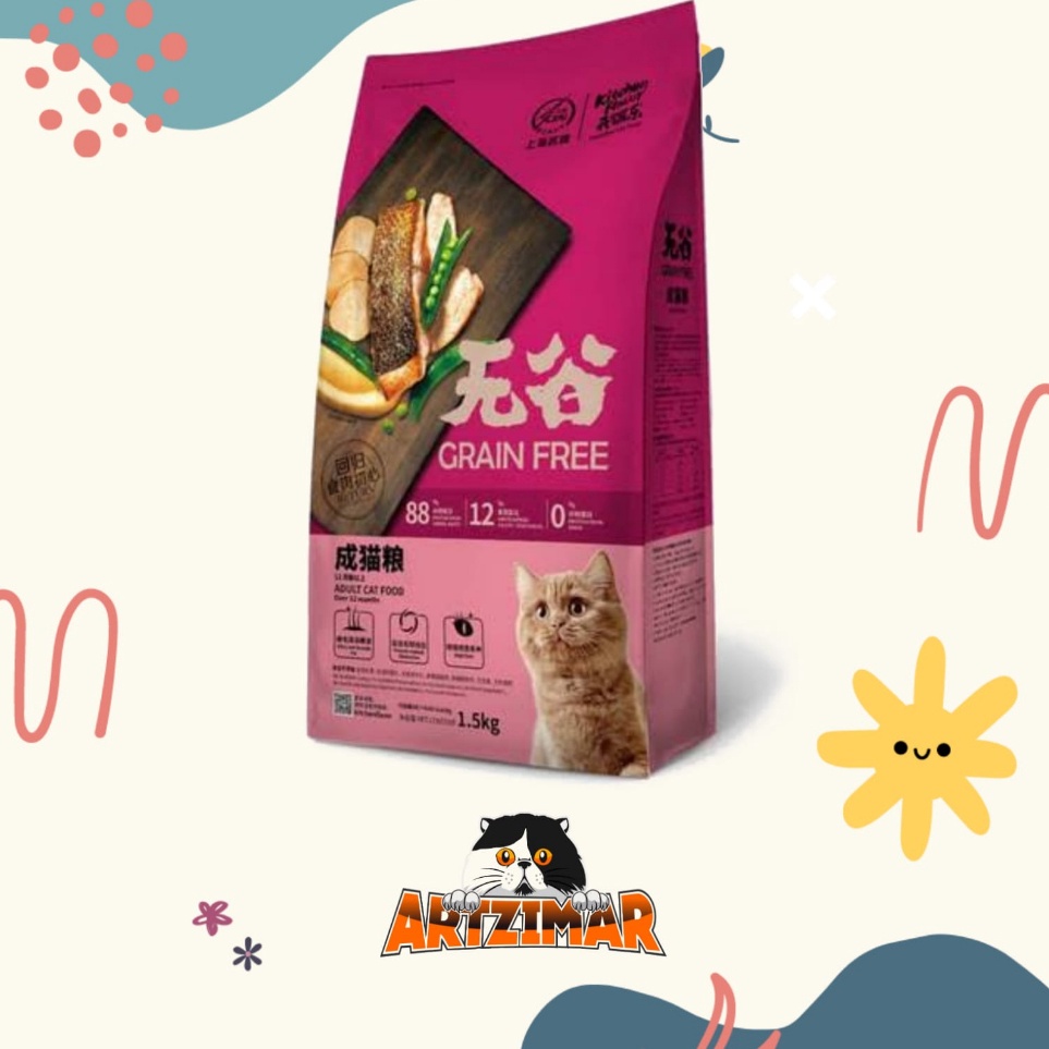 Best Terlaris makanan kucing kitchen flavor adult 15kg hairball control grain grain 15 kg