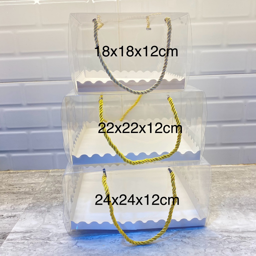 6PCS KOTAK MIKA BOLU GULUNG / BOX CAKE TRANSPARANT / BOX BENING KUE / KOTAK KUE BOLU / KOTAK CAKE 24