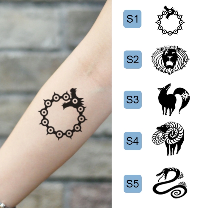 【7DS】 Tattoo Temporary Animal  / Tato Temporer Seven Deadline Sins Logo