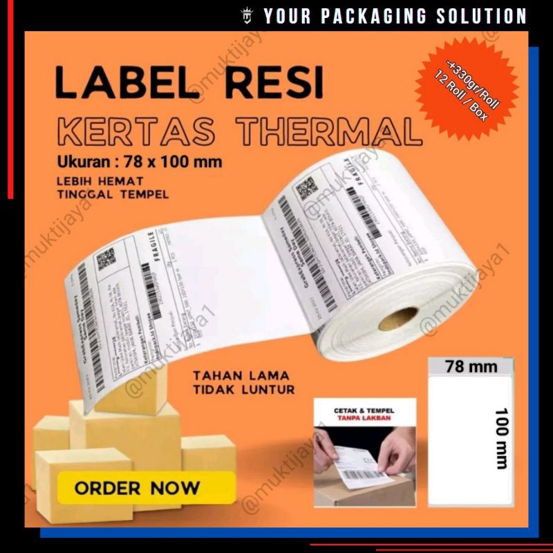 

KERTAS LABEL THERMAL ROLL 78x100MM ISI 300 LEMBAR / KERTAS RESI / KERTAS LABEL / KERTAS THERMAL