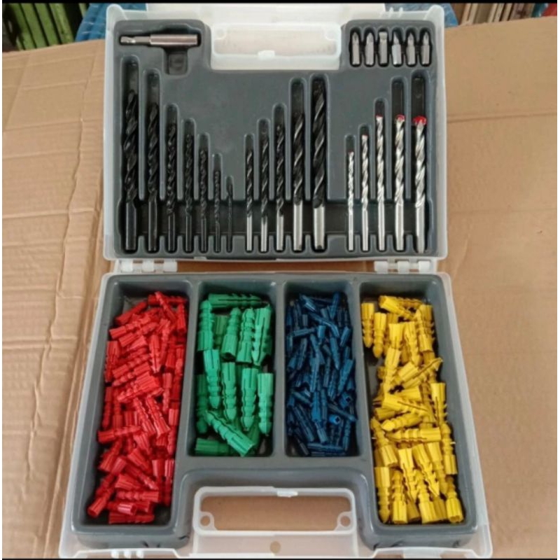 Mata bor set pisher 300 pcs mata bor besi kayu tembok fiser