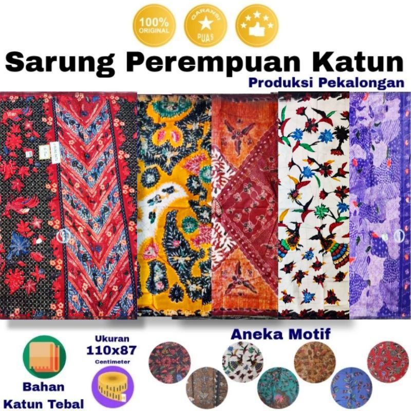 Sarung Batik Si Doel Kain Batu Katun Jarik Wanita Motif Panjang Sudah Jahit Santriwati Motif Madura