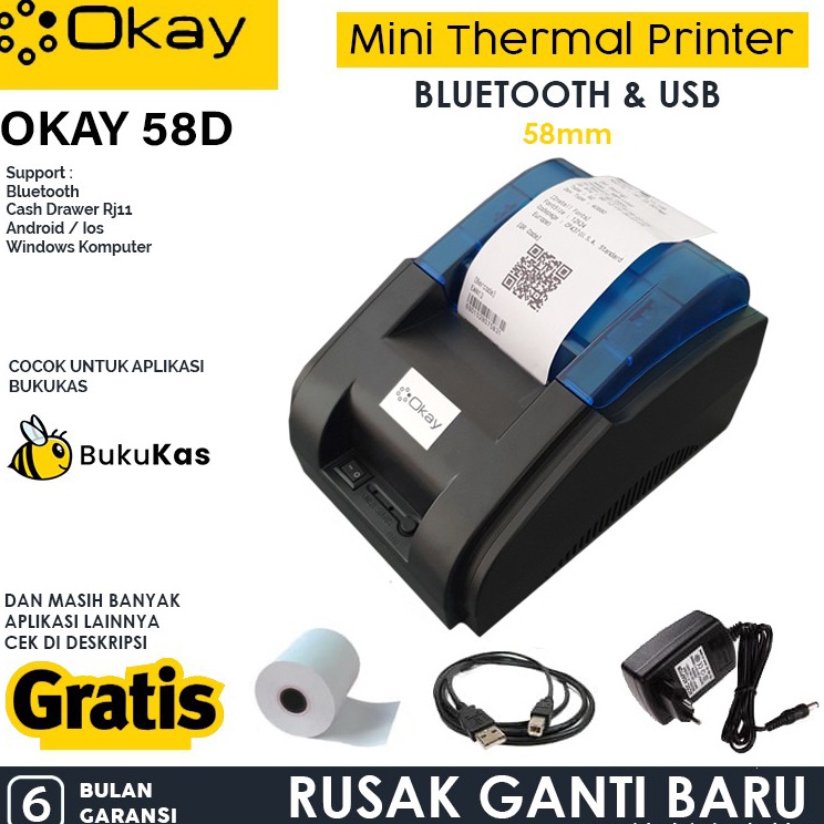 OKAY DIGIT UP DT 58D OK 58D Bluetooth Printer Bukukas thermal kasirPrinter thermal
