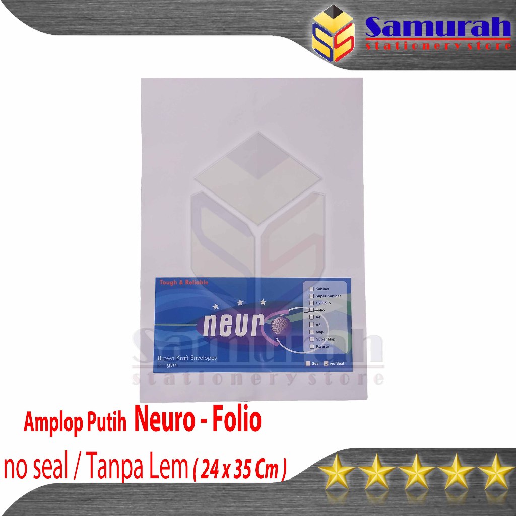

Amplop Kertas Putih Polos Neuro Ukuran Folio Tanpa lem 100 gsm / Envelope No Seal F4 White / Bungkus Berkas Dokumen 24 x 35 cm