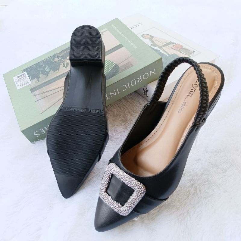 ziyan shoes zy08 || sandal mules tinggi 3 cm sol karet