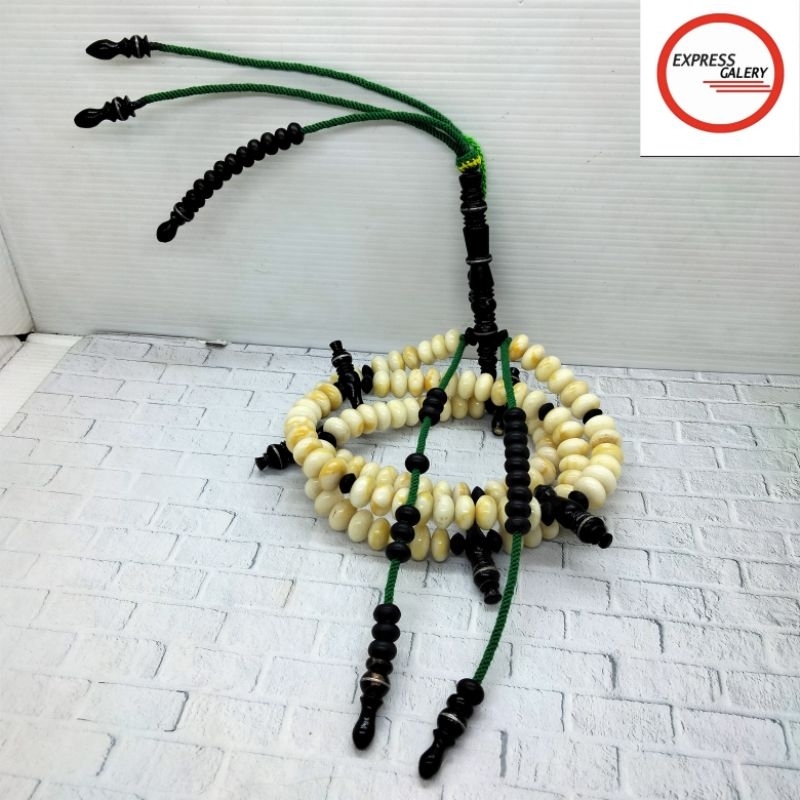 tasbih tijani batu marjan putih kombinasi yuser black C48