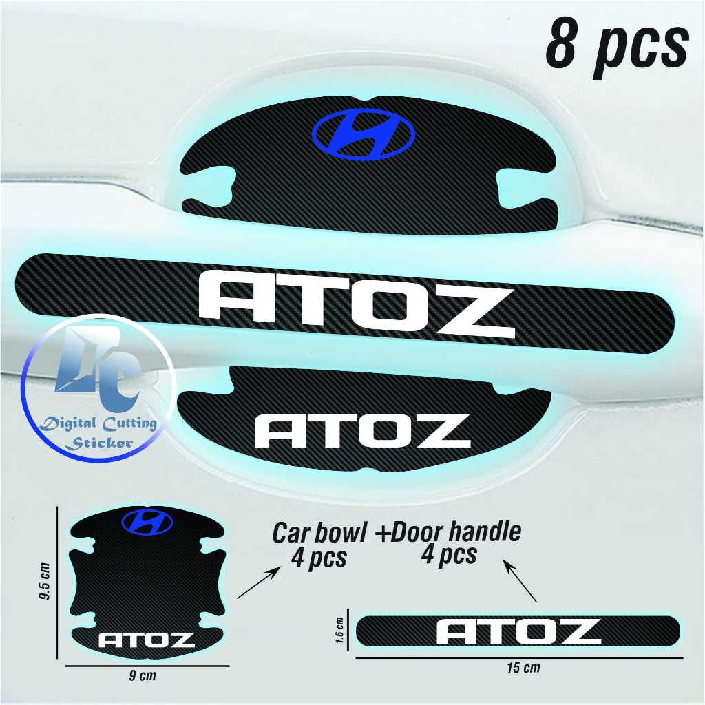 8 Pcs/set Stiker Pelindung Handle Mobil hyundai atoz Bahan Carbon 3d Untuk hyundai atoz