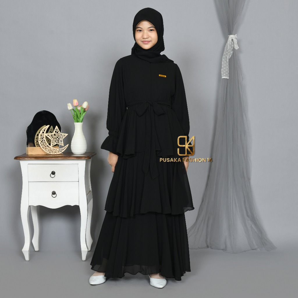 BEST SELLER ELSA GAMIS PESTA ANAK PEREMPUAN REMAJA TANGGUNG MUSLIM CERUTY UNTUK USIA 8 - 17 TAHUN