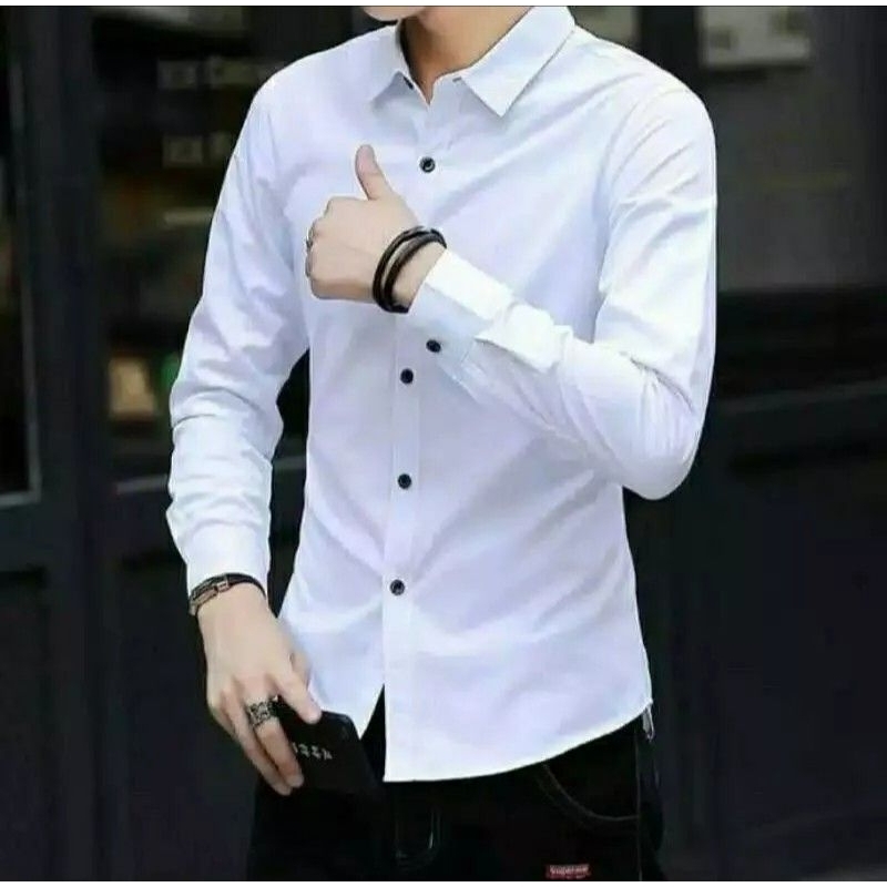 (PROMO COD)Kemeja Pria Lengan Panjang Kemeja Polos Pria Oxford Oxport Kemeja Hitam Baju Laki Laki He