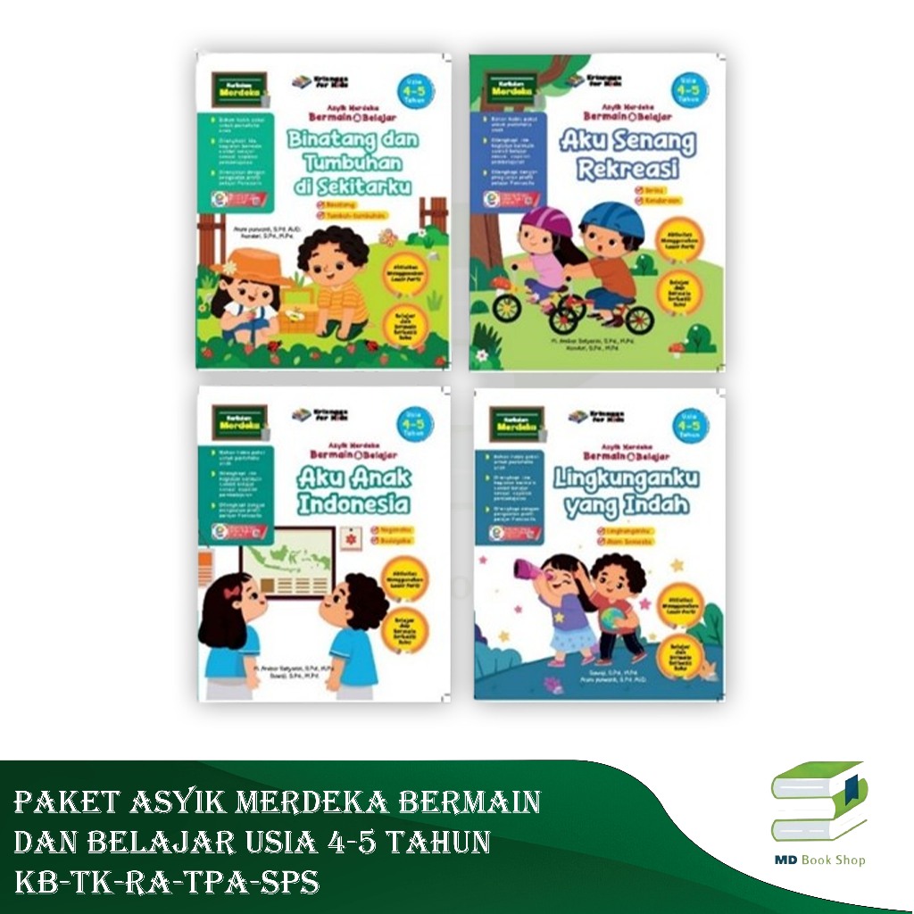 BEST SELLER ORIGINAL PAKET ASYIK MERDEKA BERMAIN DAN BELAJAR 1 PAKET ISI 4 BUKU ERLANGGA FOR KIDS