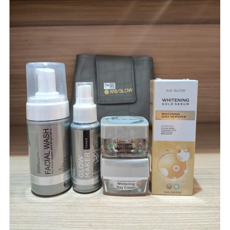 Paket Ultimate dan Whitening Gold  Serum Untuk Menghilangkan Flek Hitam, bintik-bintik hitam Ms Glow
