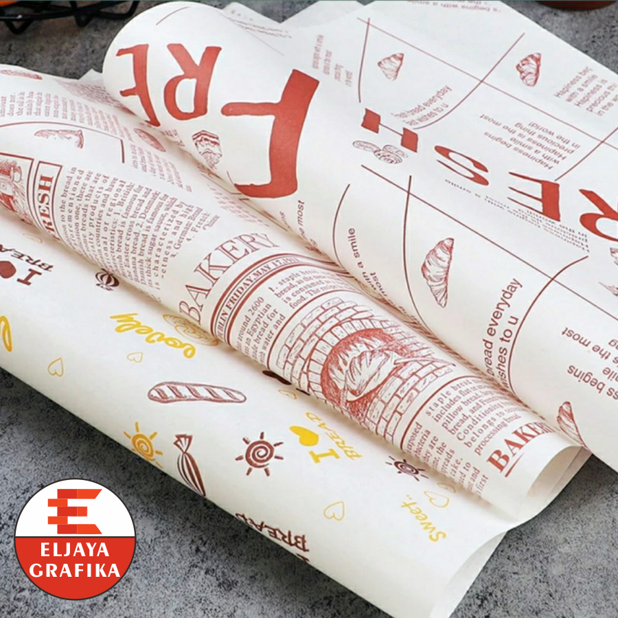 Cetak Kertas Bungkus Nasi Custom Food Grade Laminasi - Burger KFC MCD Paper - JA