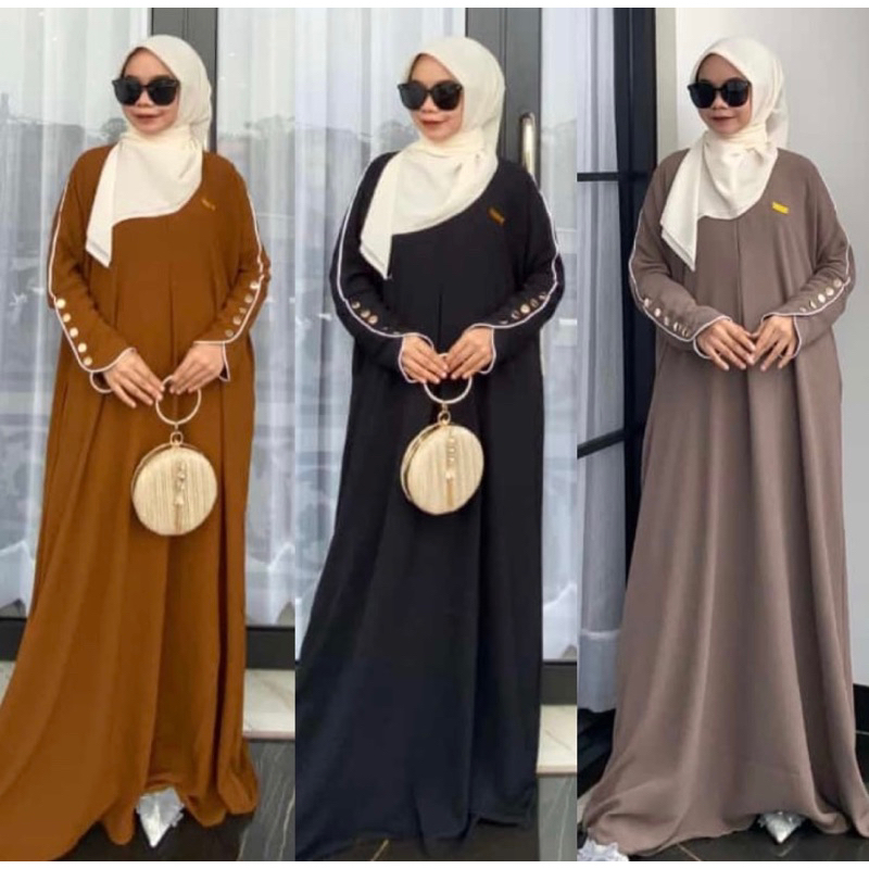 ABAYA INARA TERBARU/GAMIS HABIBAH TANGAN KANCING CRINKLE AIRFLOW TERBARU/HABIBAH PREMIUM ABAYA NEW S