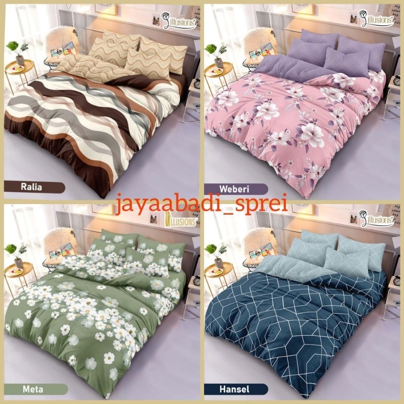 Bedcover Bed Cover Set illusions Flat (tanpa rumbai)