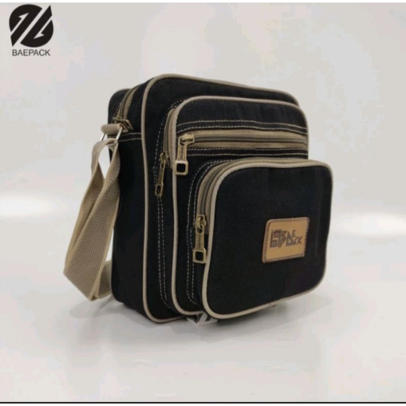 Tas Selempang Pria Kanvas Original Baepack Saku tumpuk