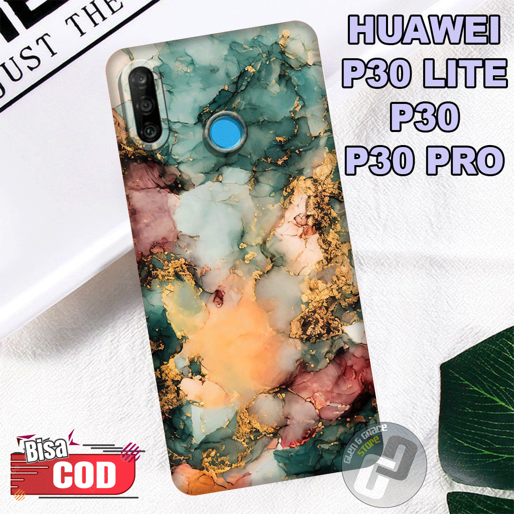 G32 -Silikon Huawei P30 Lite  - softcase pro  camera Huawei P30  - Motif MARBLE - Bahan  Karet Lentu
