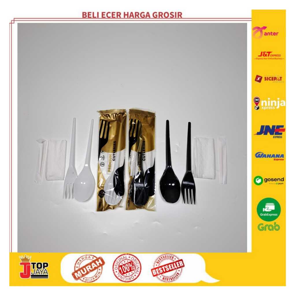 Set Sendok Garpu Plastik Tisu Tusuk Gigi Steril Hyginies Three Star
