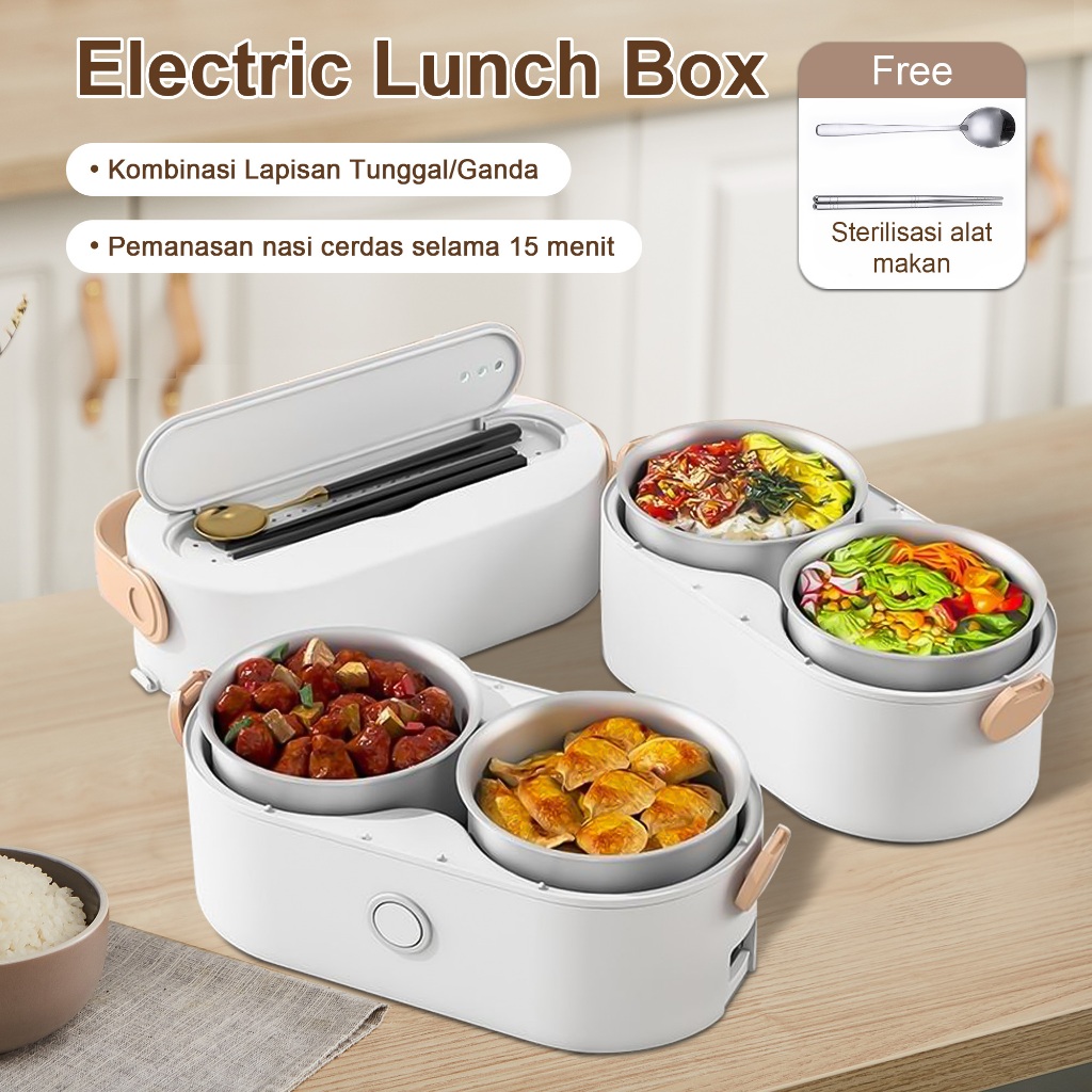 Electric Lunch Box Kotak Makan Listrik Pemanas Makanan Listrik Portable 2 Liter Panci Listrik Multif