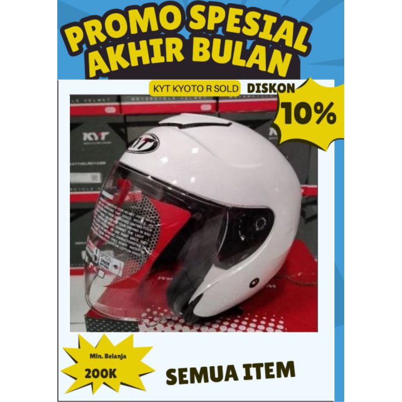 HELM HALLFACE KYT KYOTO R POLOS PUTIH