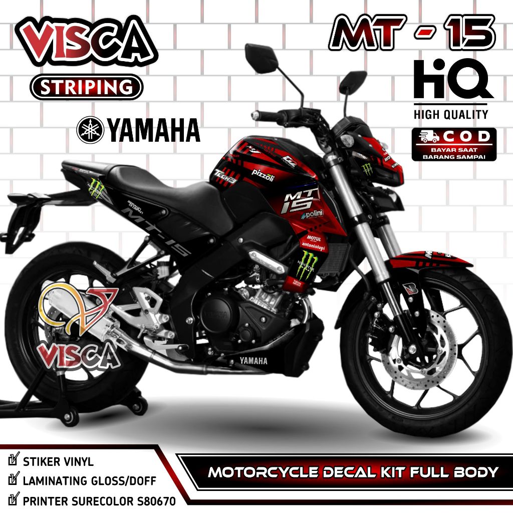 Decal Yamaha MT 15 - Stiker Motor MT 15 - Dekal MT15 - Striping MT 15 Variasi - Decal MT 15 Full Bod