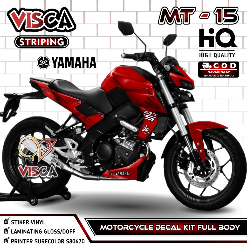 Decal Yamaha MT 15 - Stiker Motor MT 15 - Dekal MT15 - Striping MT 15 Variasi - Decal MT 15 Full Bod