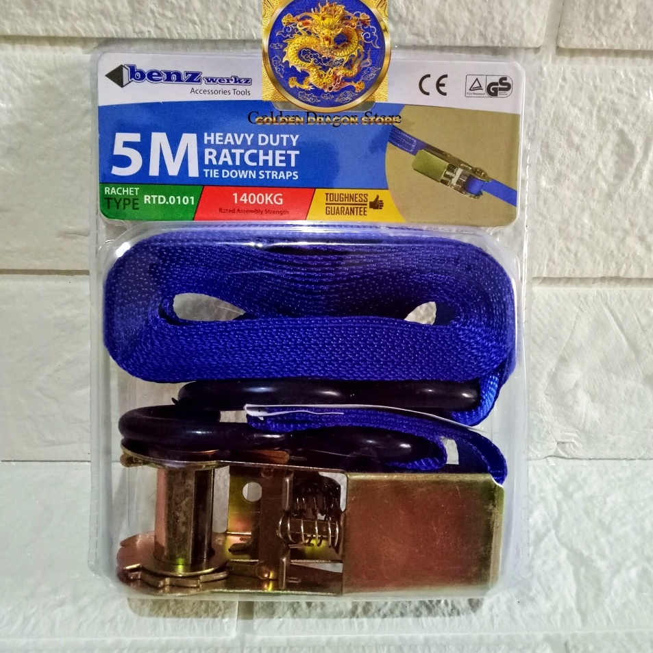 Tali Pengikat Barang Ratchet Tie Down 1 Ton x 5 M