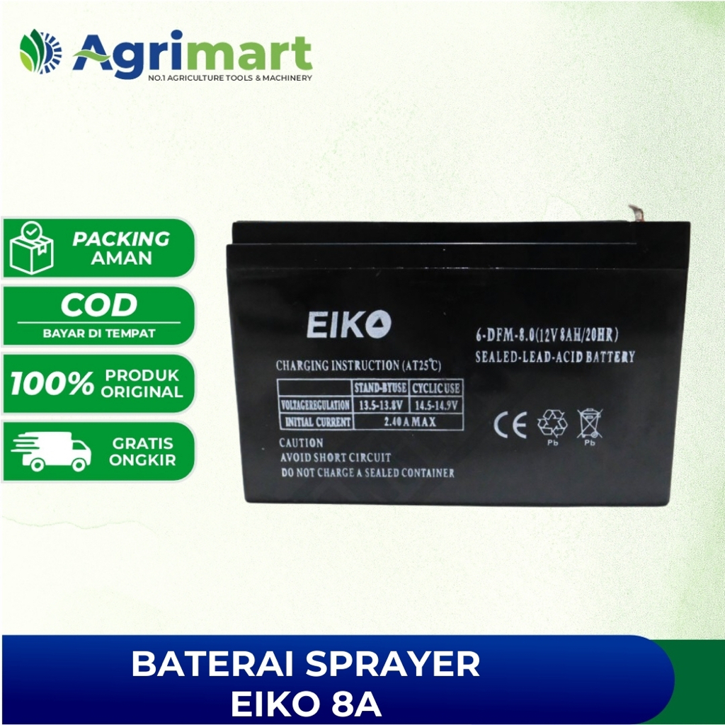 Baterai 8A 12V Eiko Aki Accu Sprayer Elektrik