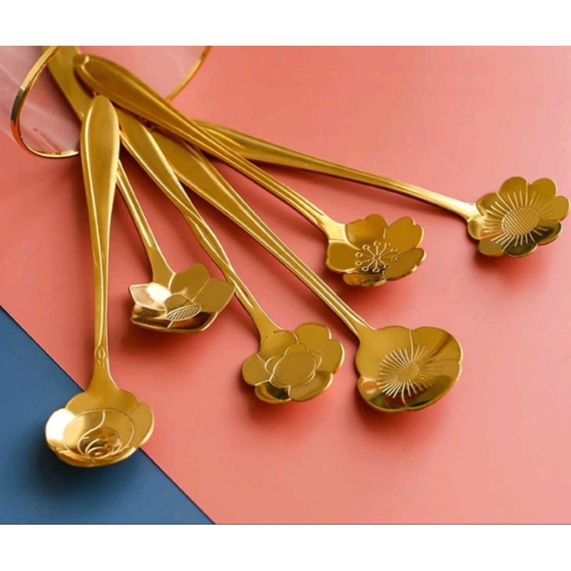 Sendok korea teh kopi kecil stainless gold