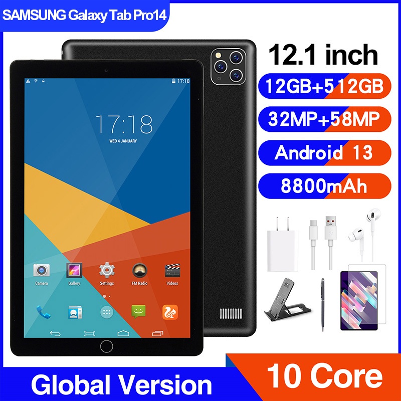 【Hot Sale】 Tablet PC Samsung Galaxy Tab Pro14 Baru tablet 12.1inch 5G windows 12GB + 512GB tablet murah pembelajaran laris manis Untuk Mengambar With Stylus Pen tablet advan SAMSUNG Galaxy Tab Pro11