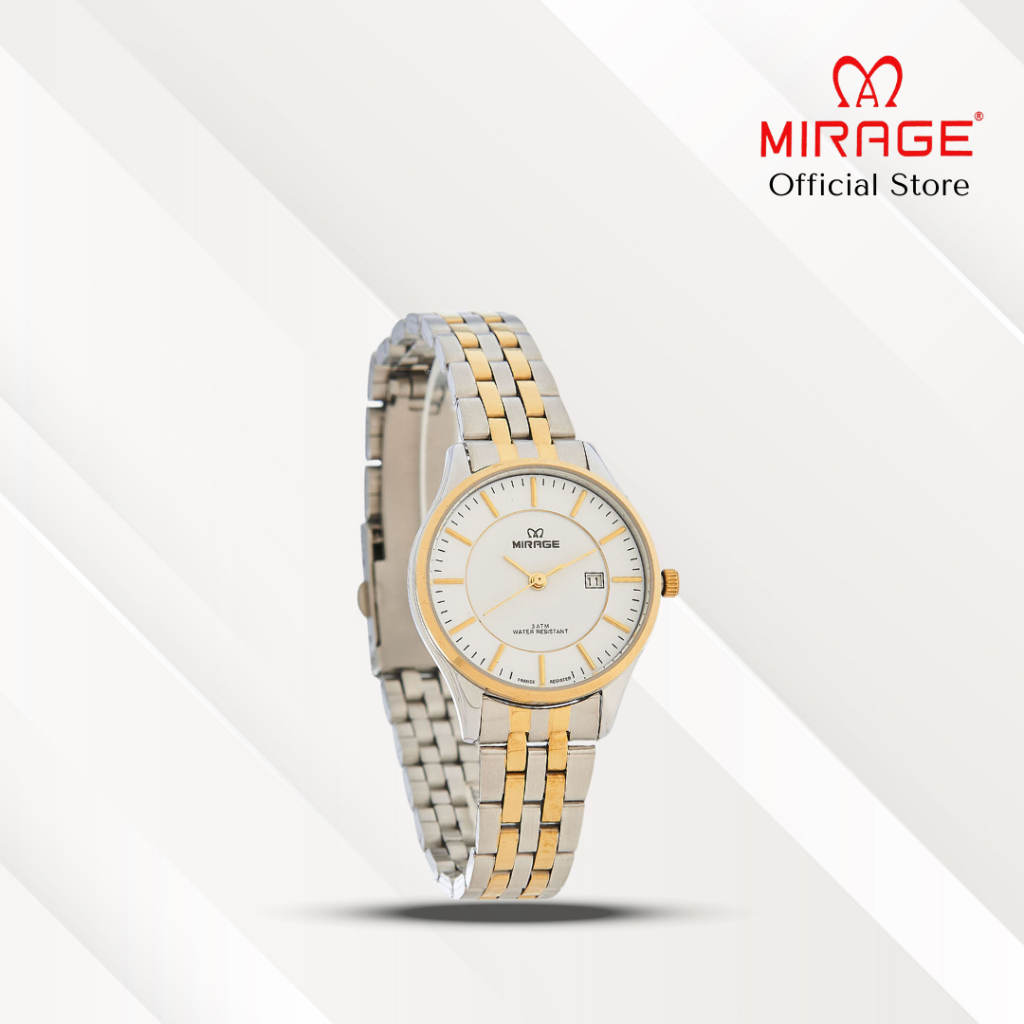 Mirage Jam Tangan Wanita Analog 8882 L Silver Gold Original Stainless