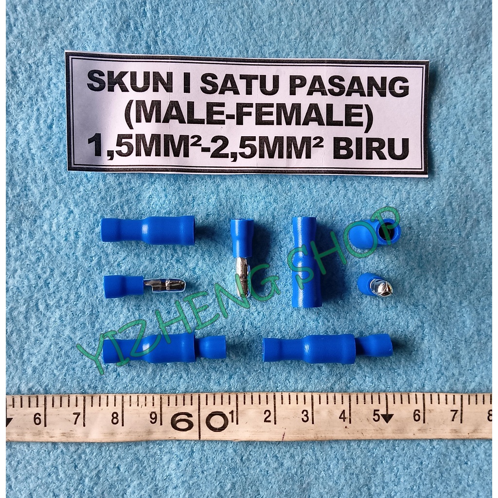 Skun I SATU PASANG (MALE-FEMALE) 1,5MM²-2,5MM² BIRU